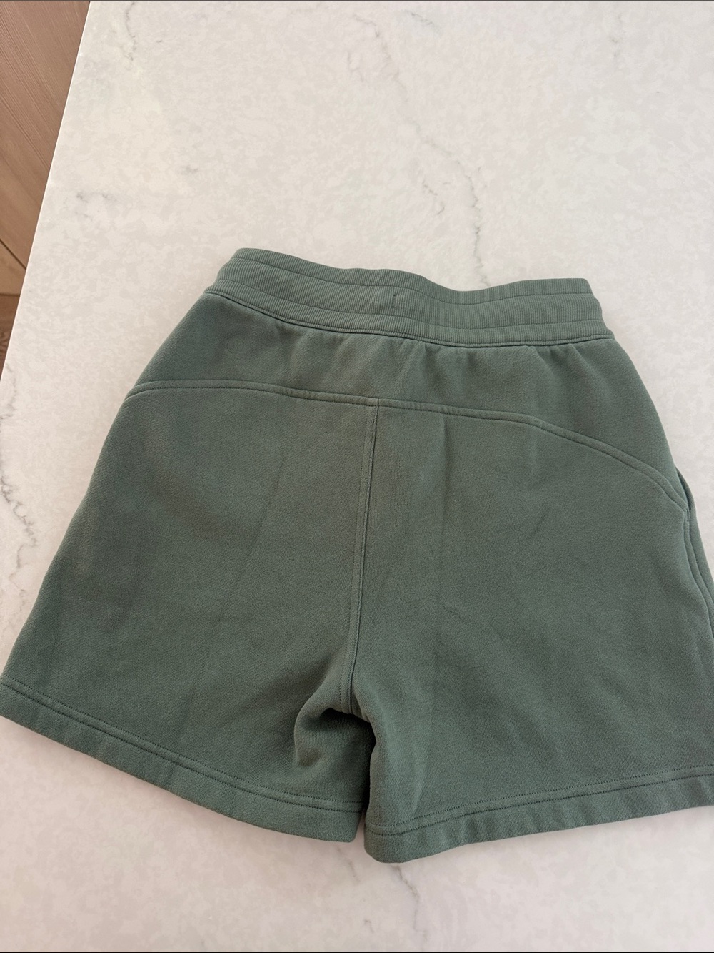 Lululemon Relaxed Olive Green Drawstring Athletic Sage Shorts - Picture 5 of 6